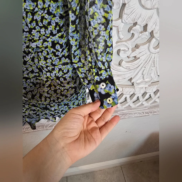 Zara Women’s Floral Print Ruched Details Long Sleeve Mini Dress M - Picture 7 of 8